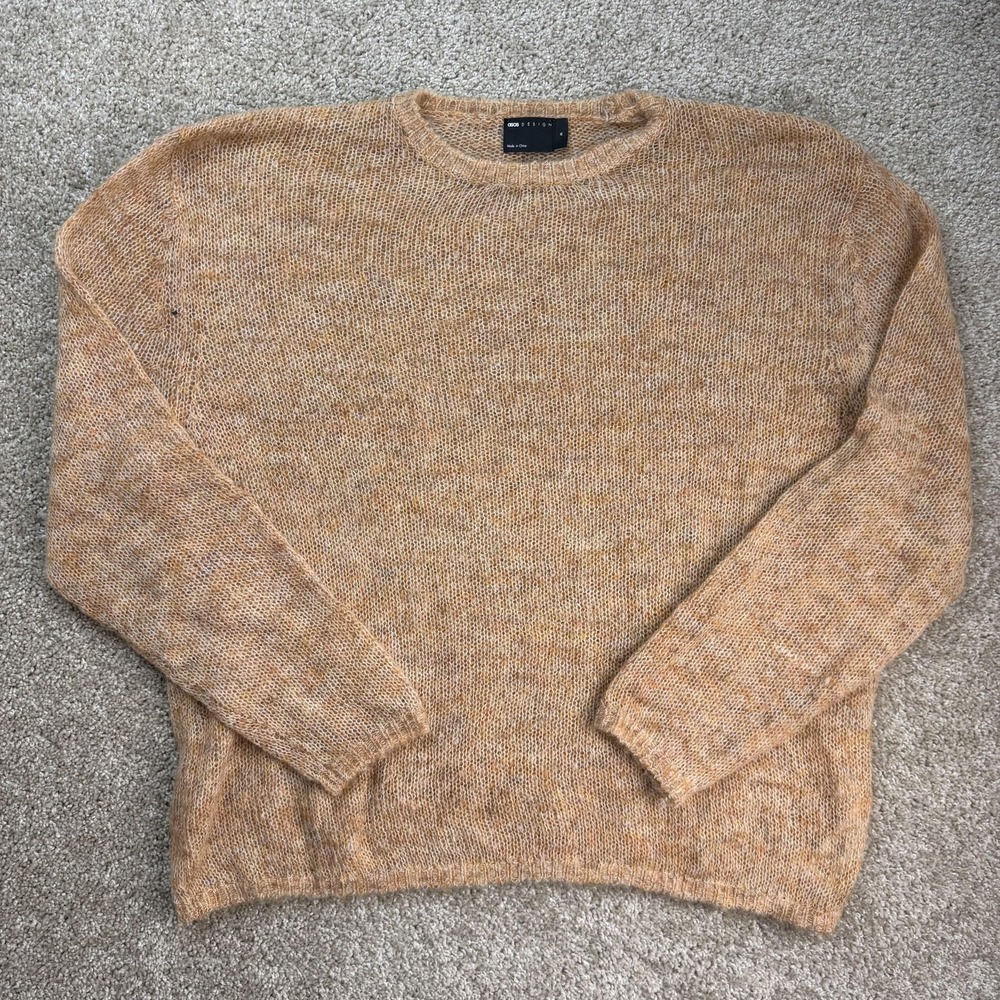ASOS DESIGN Sweater Mens Medium Beige Wool Blend Knit Crewneck Pullover Casual